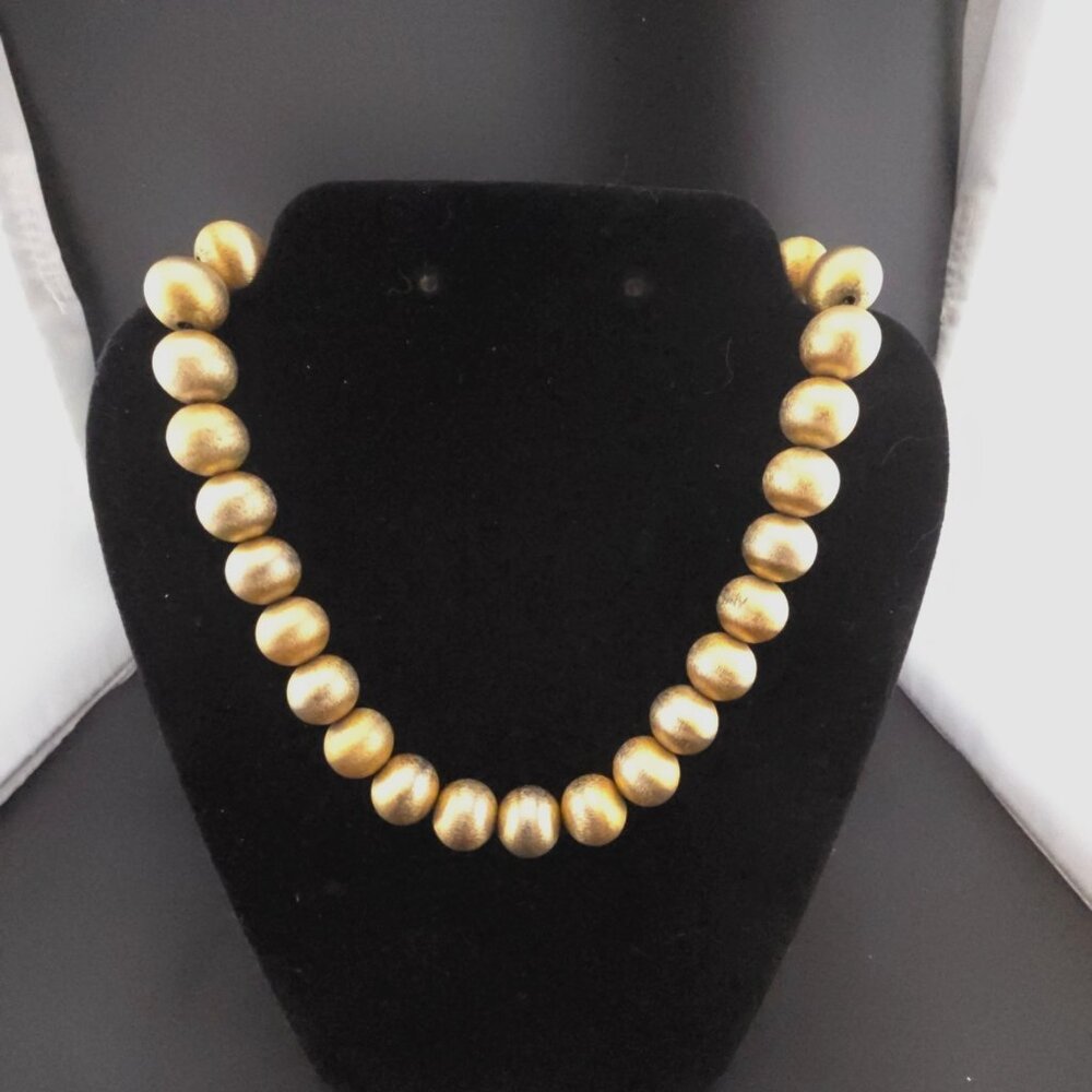 Napier Gold Chunky Beaded Necklace Elegant Brushed Vintage Statement 17" - Picture 1 of 11